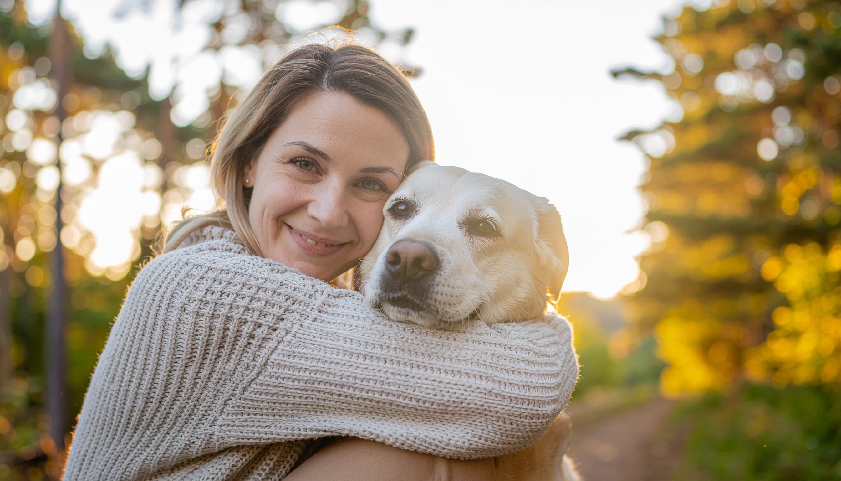 Happy dogs with owners