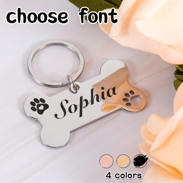 Etiquetas de nombre personalizadas para perros y gatos, collar antipérdida de acero brillante