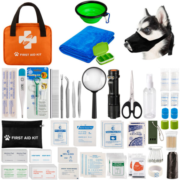 Kit de primeros auxilios para mascotas: suministros médicos para emergencias de coche, camping y casa