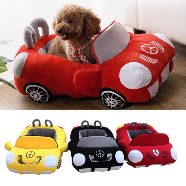 Cama con forma de coche para perros y gatos: nido duradero y cálido para Yorkies y perreras pequeñas