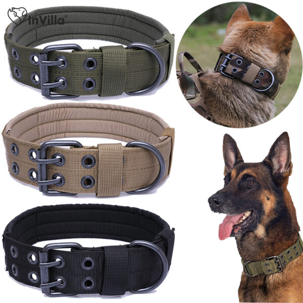 Conjunto de collar y correa táctica ajustable para perros grandes de Gurrex