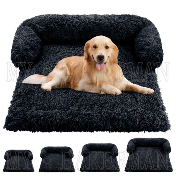 Gran sofá cama con cremallera relajante, lavable con colchoneta y manta para perros