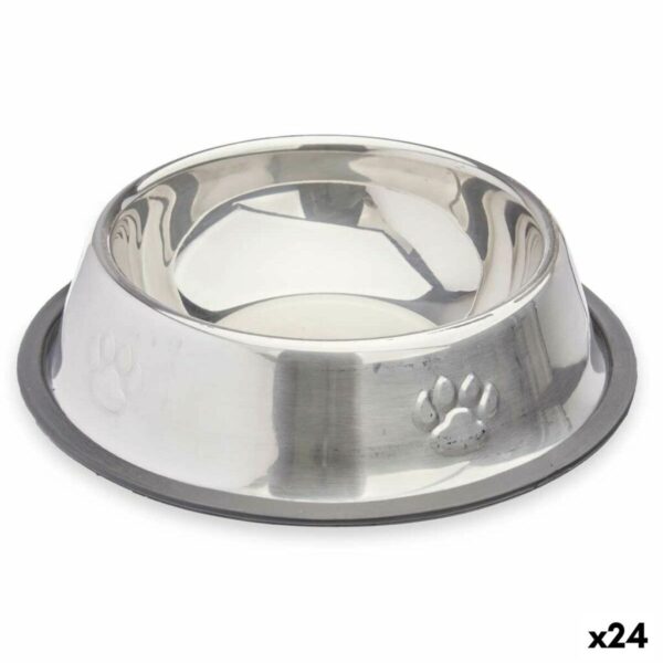 Comedero para Perro Mascow 311 Gris Plateado Goma Metal 35 x 0,03 x 25 cm (24 Unidades)