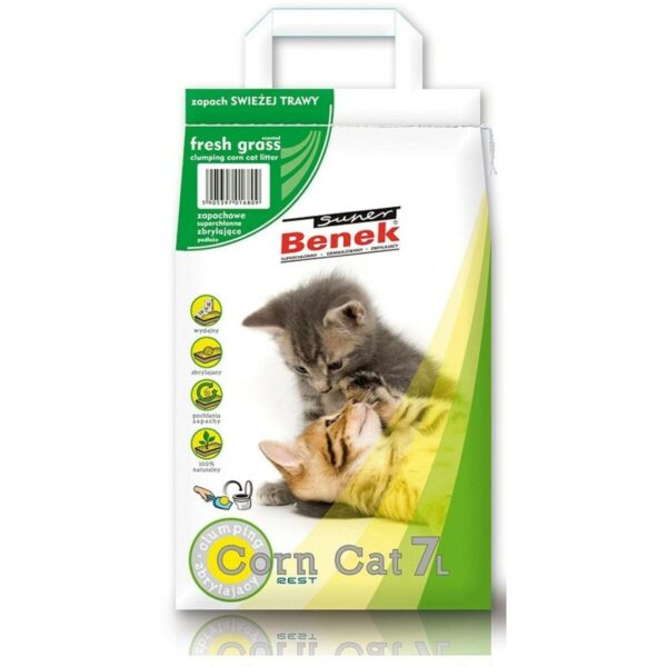 Arena para Gatos Super Benek Hierba 7 L