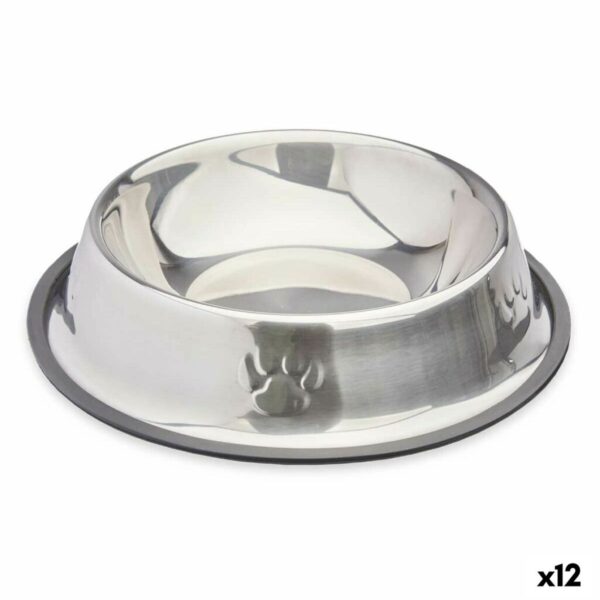 Comedero para Perro Mascow 309 Gris Plateado Goma Metal 26 x 7 x 26 cm (12 Unidades)