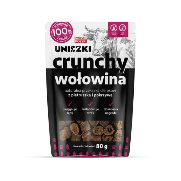 Snack para Perros Uniszki Crunchy Ternera con Perejil y Ortiga Carne de vacuno 80 g