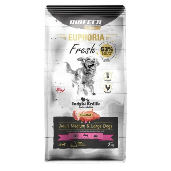 Pienso Biofeed Euphoria Adult Medium & Large dogs Turkey with rabbit Pavo 2 Kg Adulto 2,3 Kg