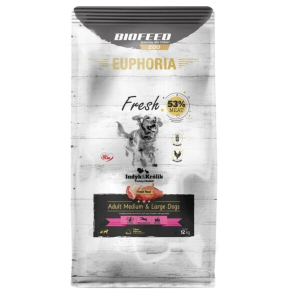 Pienso Biofeed EUPHORIA Fresh Adult Medium & Large dogs Turkey with rabbit Pavo 12 kg Adulto 12,7 KG