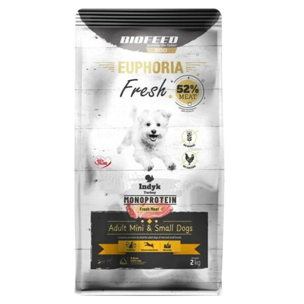 Pienso Biofeed Euphoria Fresh Adult Mini & Small Monoprotein Turkey Pavo 2 Kg Adulto 2,3 Kg