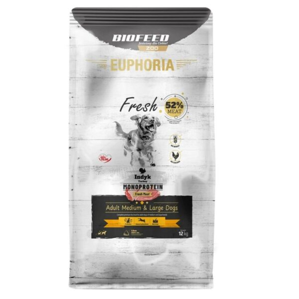 Pienso Biofeed Euphoria Fresh Adult Medium & Large Monoprotein Turkey Pavo 12 kg Adulto 12,7 KG