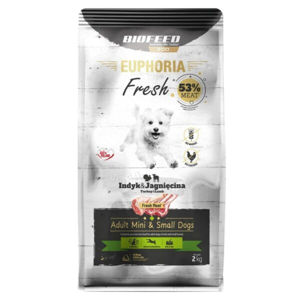 Pienso Biofeed Euphoria Fresh Adult Mini & Small Turkey with lamb Pavo 2 Kg Adulto 2,3 Kg