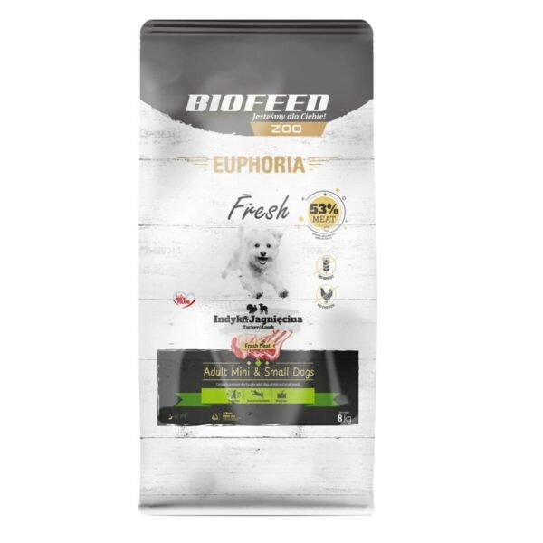 Pienso Biofeed Euphoria Fresh Adult Mini & Small Turkey with lamb Pavo 8 kg Adulto
