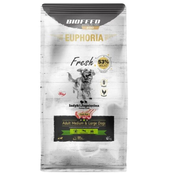 Pienso Biofeed Euphoria Fresh Adult Medium & Large Turkey with lamb Pavo 12 kg Adulto 12,7 KG