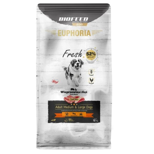 Pienso Biofeed Euphoria Fresh Adult Medium & Large Pork with goose Cerdo 12 kg Adulto 12,7 KG