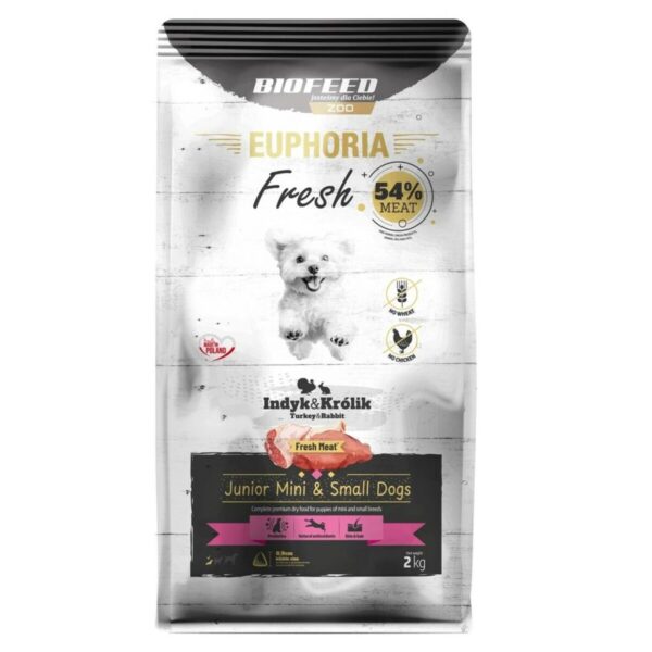 Pienso Biofeed Euphoria Fresh Junior Mini & Small Turkey with rabbit Pavo 2 Kg Cachorro/Junior 2,3 Kg