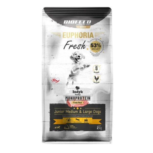 Pienso Biofeed Euphoria Fresh Junior Medium & Large Monoprotein Turkey Pavo 2 Kg Cachorro/Junior 2,3 Kg