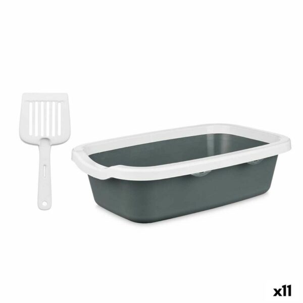 Arenero para Gatos Mascow 87954 87954 Blanco Antracita Plástico 25 x 11 x 2 cm 0,38 x 16 x 58,5 cm (11 Unidades)