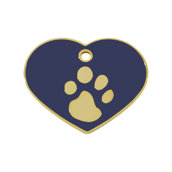 Placa identificativa para collar Imarc Heart Azul Dorado
