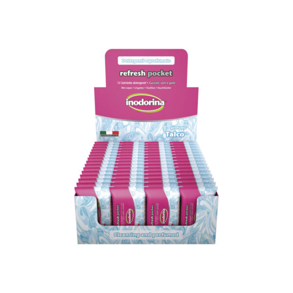 Toallitas Húmedas para Mascotas Inodorina Talco Polvos de Talco 60 unidades