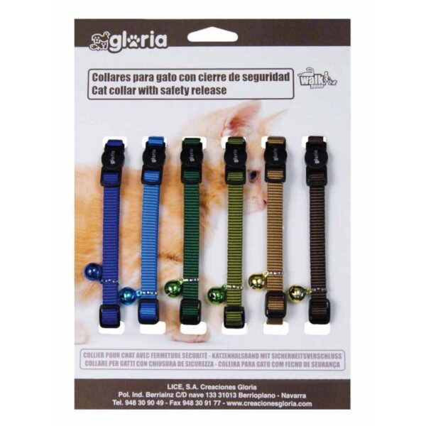 Collar para Gato Gloria Fashion Multicolor Liso 6 Unidades