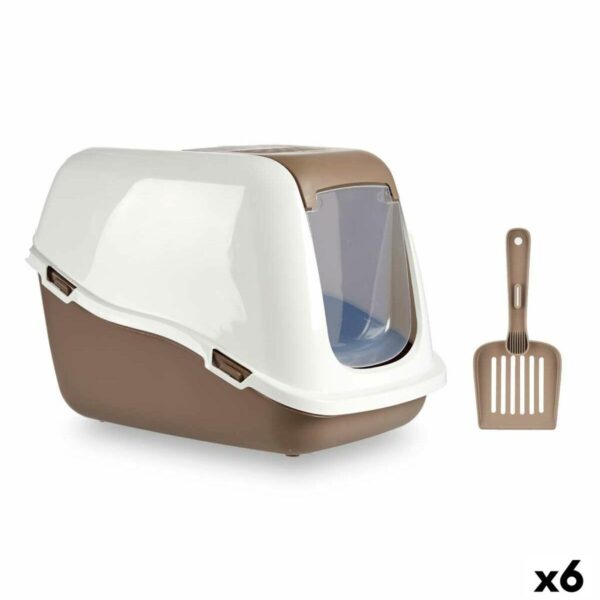 Arenero para Gatos Mascow Blanco Beige Plástico 39,7 x 57 x 39 cm 39,7 x 32,5 x 57 cm (6 Unidades)